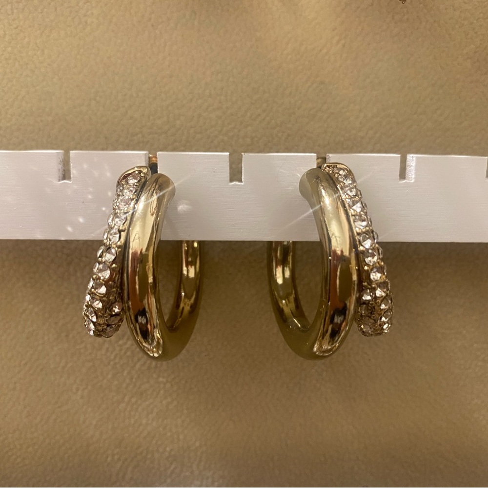 Gold Sparkle Split Hoop Earrings. Never been worn!